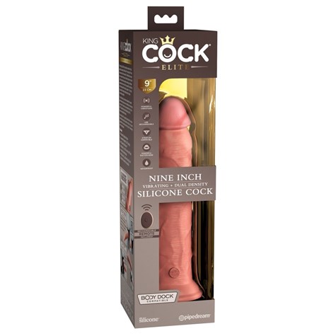 9  VIBRATING + DUAL DENSITY SILICONE COCK WITH REM
