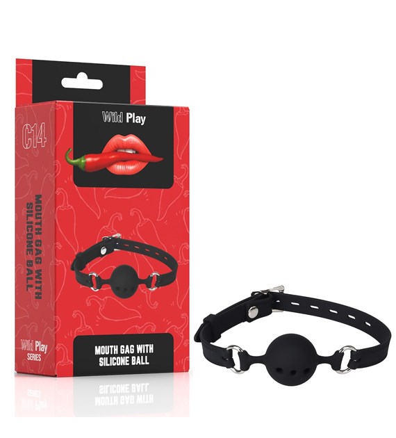 KNEBEL DO UST Z SILIKONOWĄ KULKĄ EROSPACE WILD PLAY C14