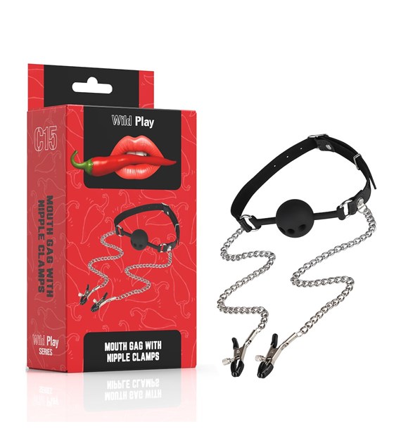 KNEBEL DO UST Z ZACISKAMI NA SUTKI EROSPACE WILD PLAY C15