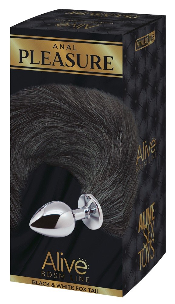 KOREK ANALNY ALIVE BLACK&WHITE FOX TAIL M